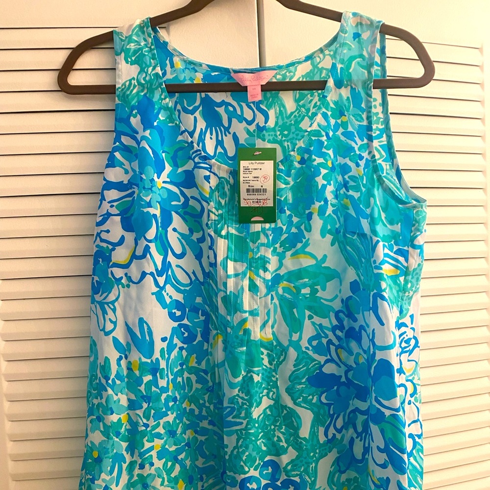Lily Pulitzer Dahlia Tank Top Resort White Silk